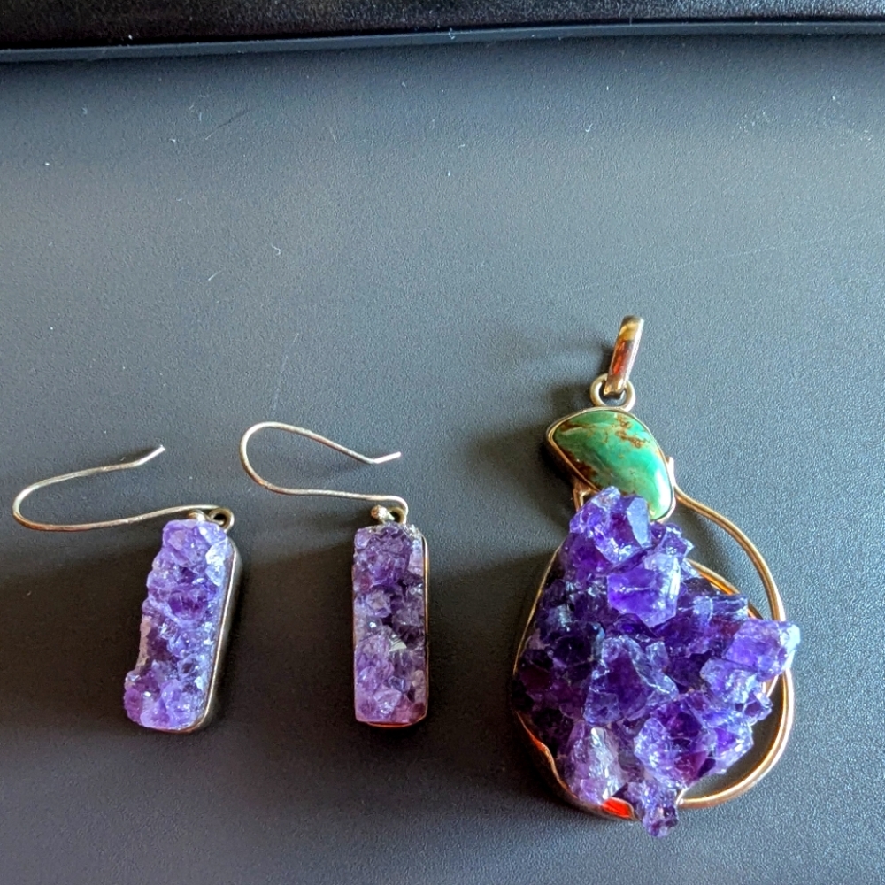 Sterling Amethyst And Turquoise Set